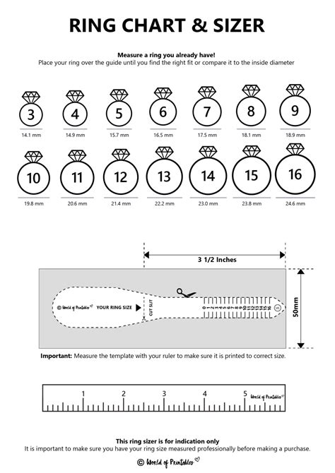 Free Printable Ring Size Chart