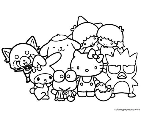 Coloring Fun with Sanrio Characters Printable Pages