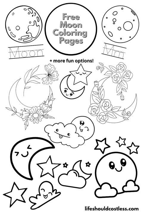 Printable Spring Coloring Page Over The Big Moon