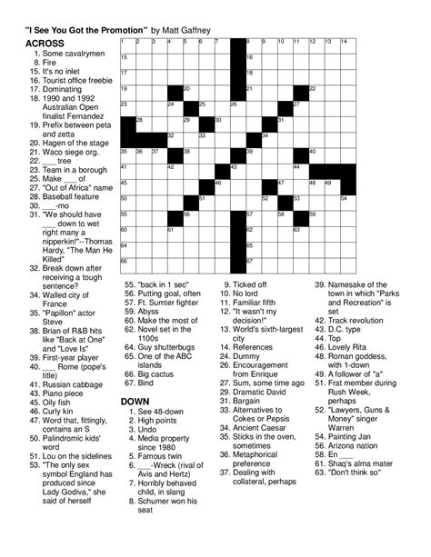 Printable Sunday Crossword Puzzles For Free