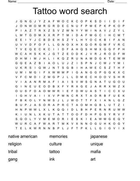 Printable Tattoo Sheets Printable Word Searches