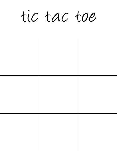 Free Printable Tic Tac Toe Board Template