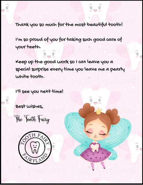 5 Magical Tooth Fairy Letter Templates