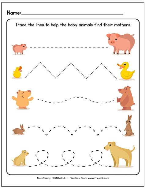 5 Free Printable Tracing Worksheets for Kids