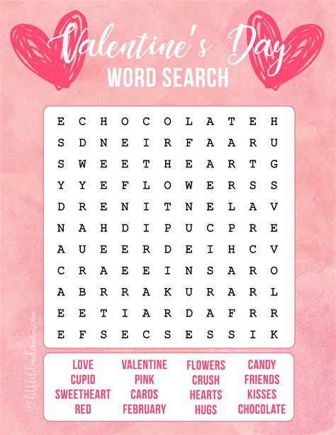 Free Printable Valentine Word Search Puzzles for Kids