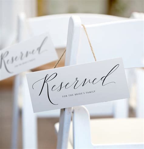 Printable Wedding Reserved Signs Download Edit Print