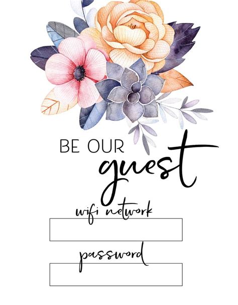 Printable Wifi Password Page A4 Digital Download Printable Wifi Password Family Sharing Page