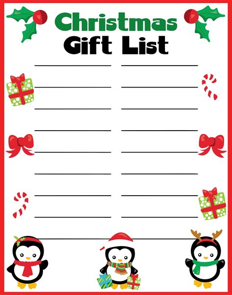 Free Printable Christmas List Templates You'll Love