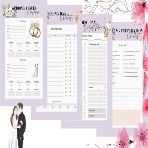 Printablewedding Plannerprintable Wedding Plannerprintable Plannerplanner Weekly Planner