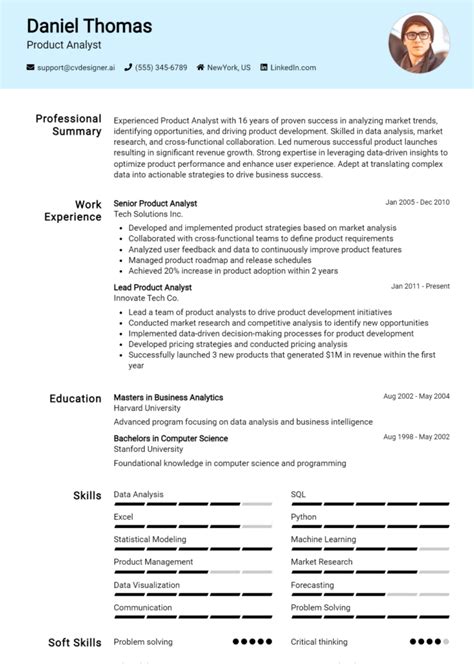 Product Analyst Resume Example For 2024 Effective Tips Cvdesigner Ai