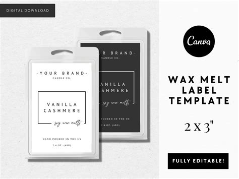 Products Modern Wax Melt Label Template Editable Label Diy Minimal