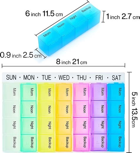 Putwo Pill Box Organiser Pill Organiser 7 Day Dosset Box 4 Times A