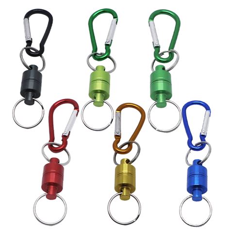 Quick Release Detachable Keychain Magnetic Holder Aluminum Shell With Carabiner Key Ring