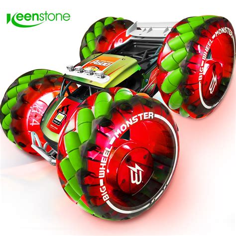 Rc Car Off Road Keenstone 1 10 Giant Wheel Remote Control Toy Car With High Speed Climbing And Colorful Gradient Lights With Music Green