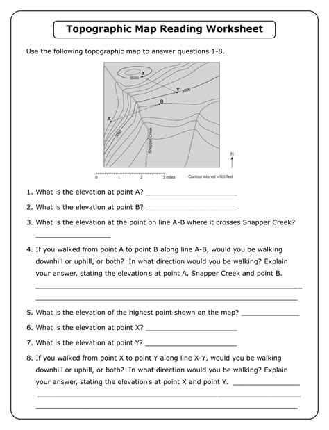 Reading Topographic Maps Worksheets