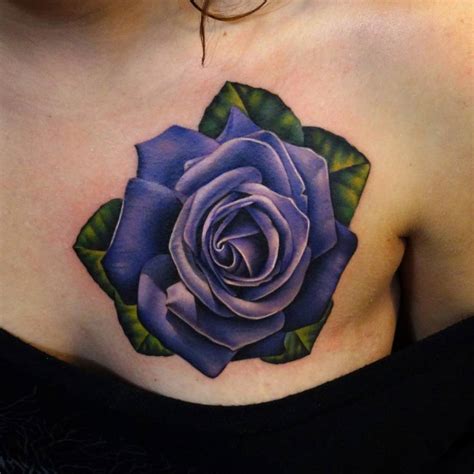 Realistic Purple Rose Tattoos