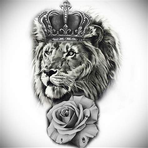 Realistic Tattoo Lion With Crown Drawing Tattoo Design Images And The