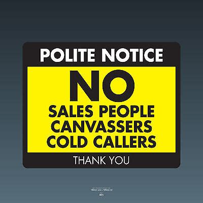 Ref071 Stop Cold Calling Door Sticker No Canvassers Callers Sign