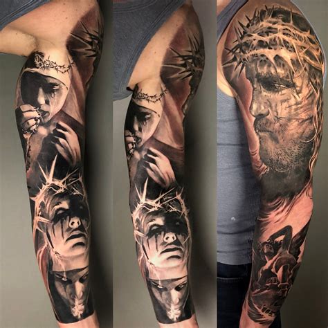 Religious Sleeve Danielle Bar Tattoos