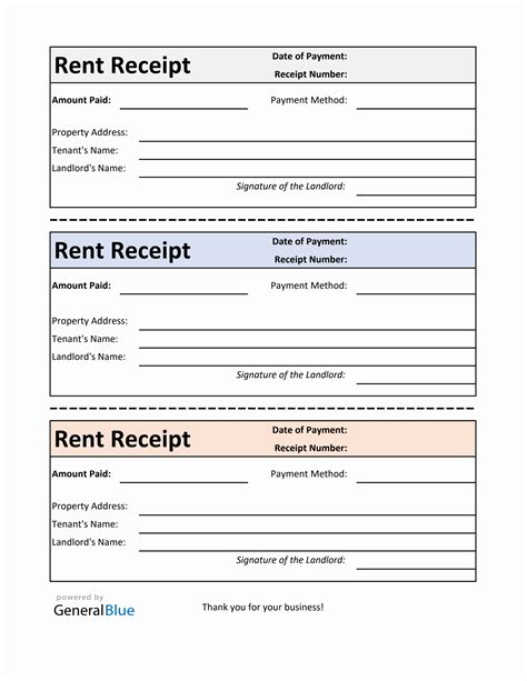 Rent Receipt Free Rent Receipt Template For Excel