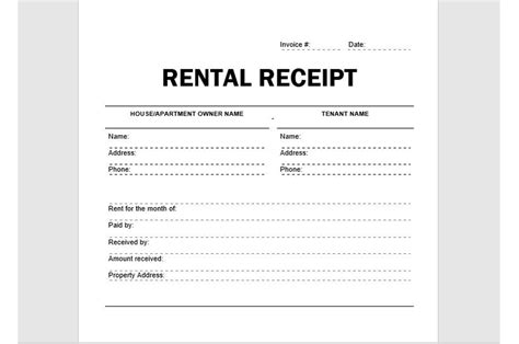 Rent Receipt Template Rent Receipt Receipt Template Word Template