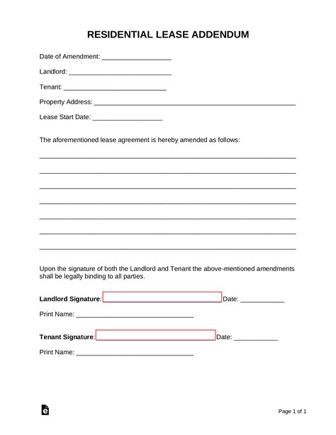 Rental Lease Addendum Template