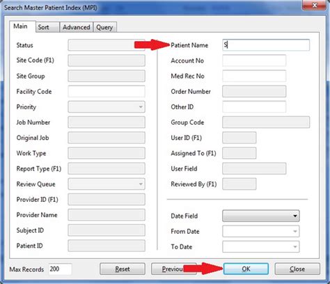 Report Data Screen Master Patient Index