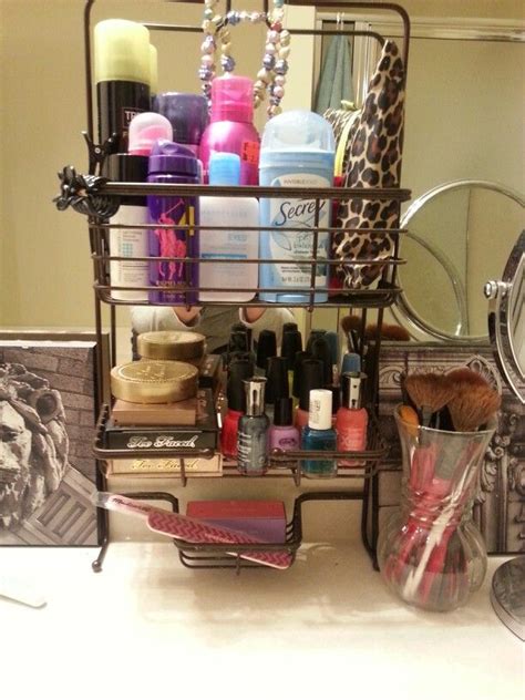 Repurpose Old Shower Caddy To A Counter Shelf For All Your Beauty