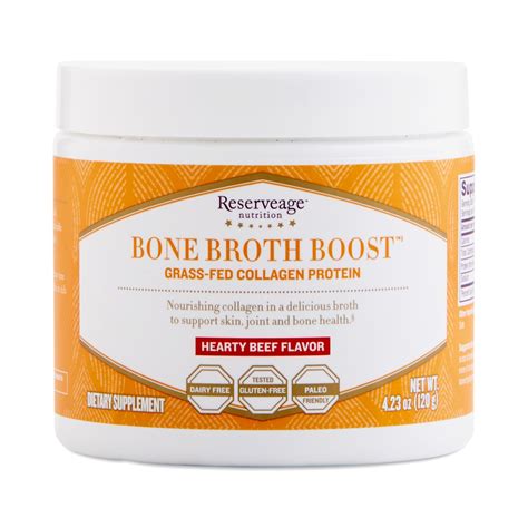 Reserveage Bone Broth Boost Grass Fed Collagen Protein Powder Hearty