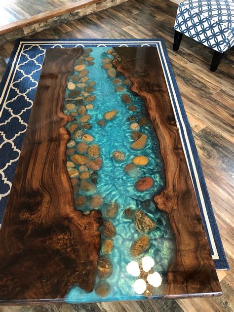 Resin Live Edge Coffee Table Stunning River Table Stone Coffee Or Dining Table Walnut Burl Rocks