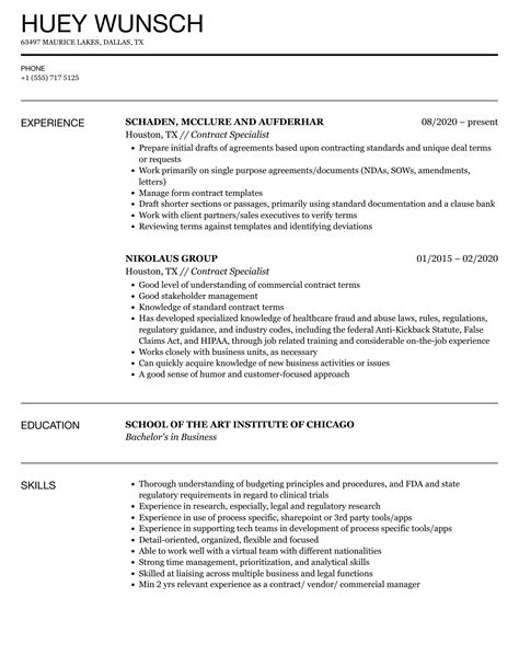 Resume For Contract Specialist Imma Theone