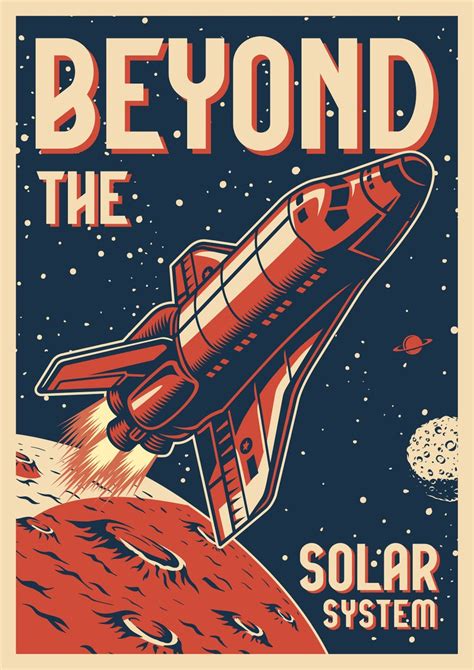 Retro Space Poster Space Travel Poster Space Wall Art Retro Etsy