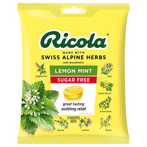 Ricola Herb Throat Drops Lemon Mint Shop Cough Cold Flu At H E B