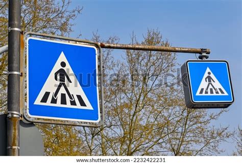 Road Signs Germany Warning Drivers Pedestrian Stock Photo 2232422231