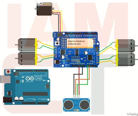 Robot Car Using Ultrasonic Sensor L293d Motor Servo Motor Shield And