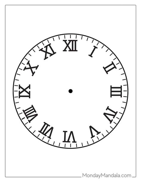 Roman Numeral Clock Face Template Printable Pdf Download