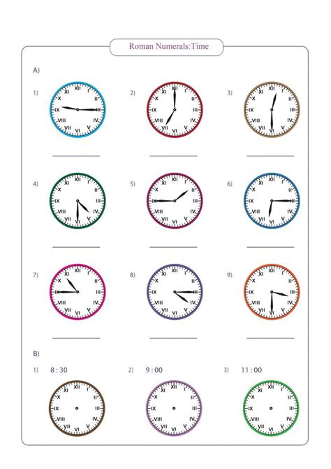 Roman Numerals Time Free Math Worksheets Free Math Worksheets