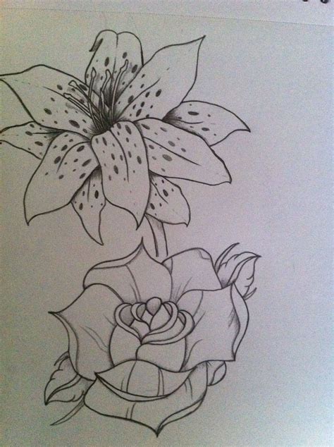 Rose And Lily Rose Tattoo Design Traditional Tattoo Design