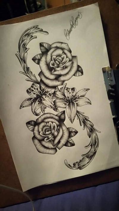 Rose And Lily Tattoo Design By Driabalo On Deviantart