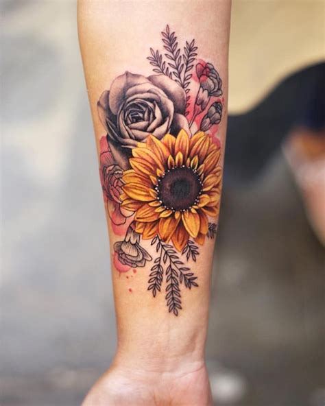 Rose and Sunflower Tattoo Designs for Blooming Beauty