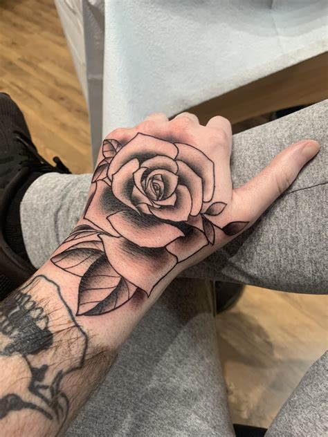 Rose Hand Tattoo Color