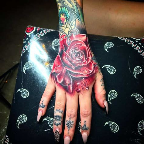 Rose Hand Tattoos For Ladies