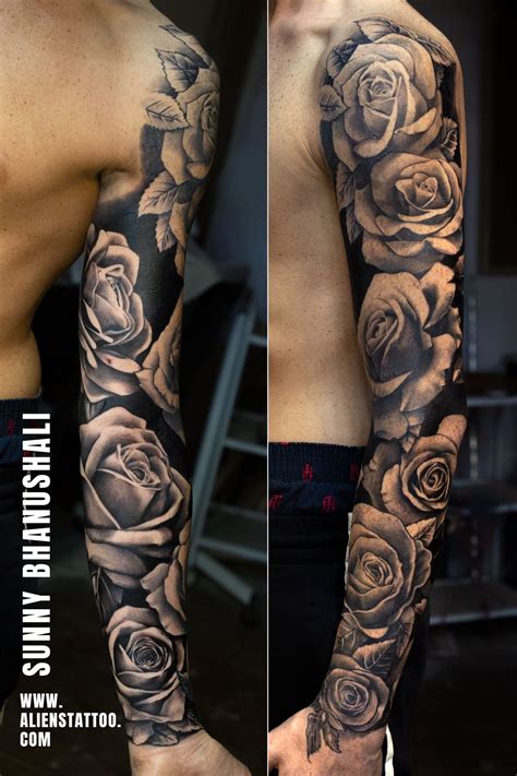 Rose Vine Sleeve Tattoo