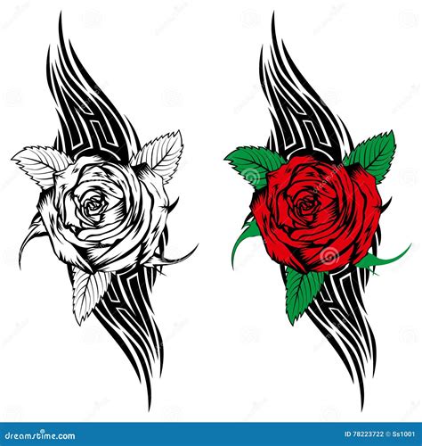 Rose with Tribal Tattoo Designs and Meanings