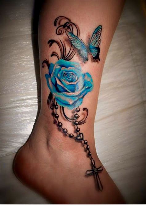 Rosery Butterfly Tattoo Foot Tattoos Foot Tattoos For Women Rosary Foot Tattoos