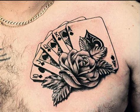 Royal Flush Card Deck With Rose Tattoo Gambling Tattoos Pinterest