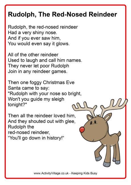 Get Rudolph the Red-Nosed Reindeer Lyrics Printable Here