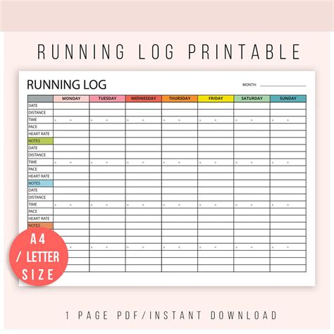 Running Tracker Running Training Planner Running Training Etsy