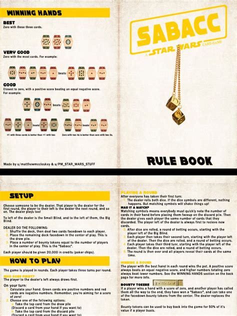 Sabacc Rule Book Pdf Playing Cards Comparing Card Games