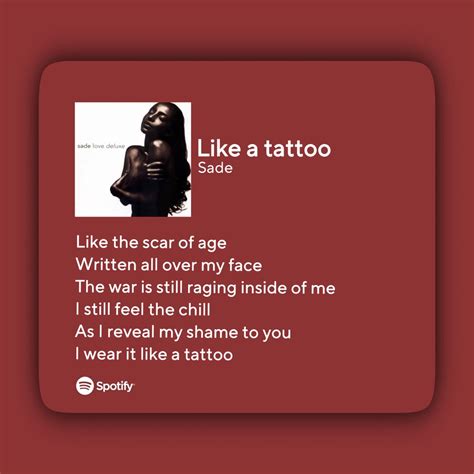 Sade Like A Tattoo Lyrics In 2024 Lyric Tattoos Sade Lyrics